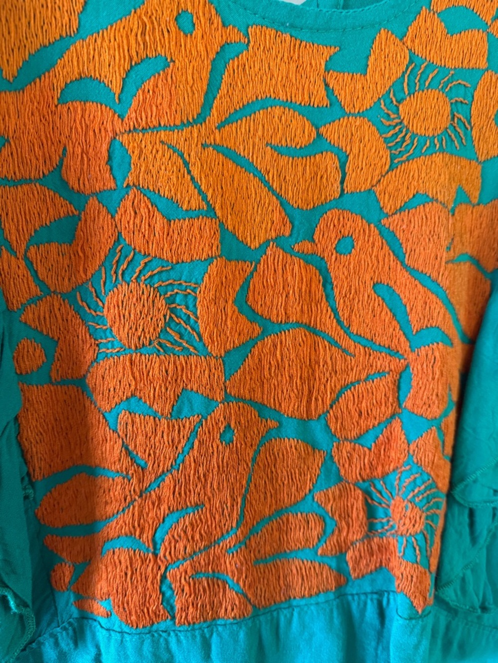 Oaxacan Embroidered Flutter Sleeve Top - Picture 2 of 7